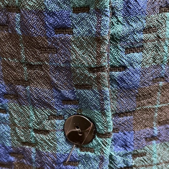 Lancelotti Vintage tartan black plaid wool shawl blazer jacket 40 80s wool blend - Picture 6 of 9